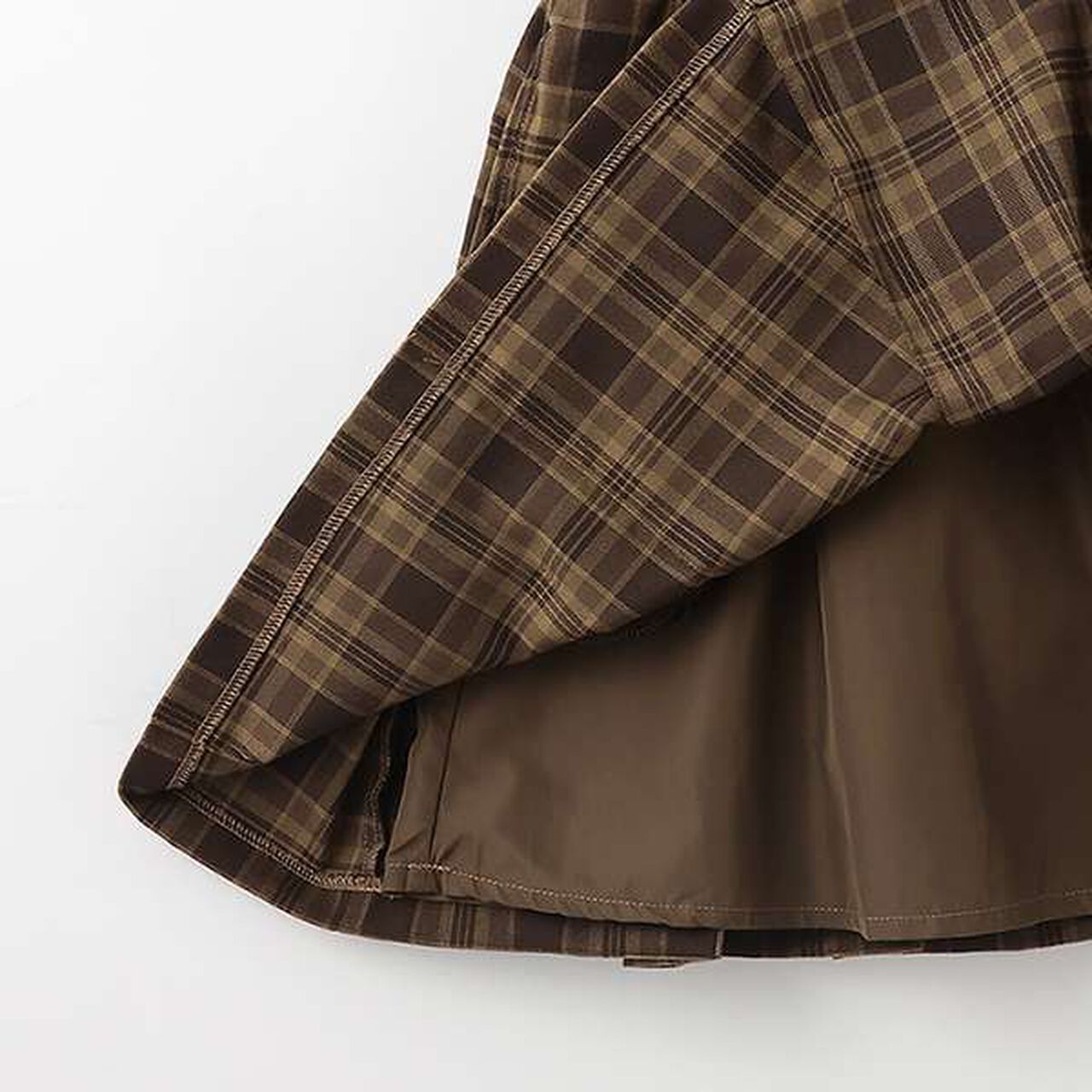 Check Jumper Skirt,Brown, large image number 6