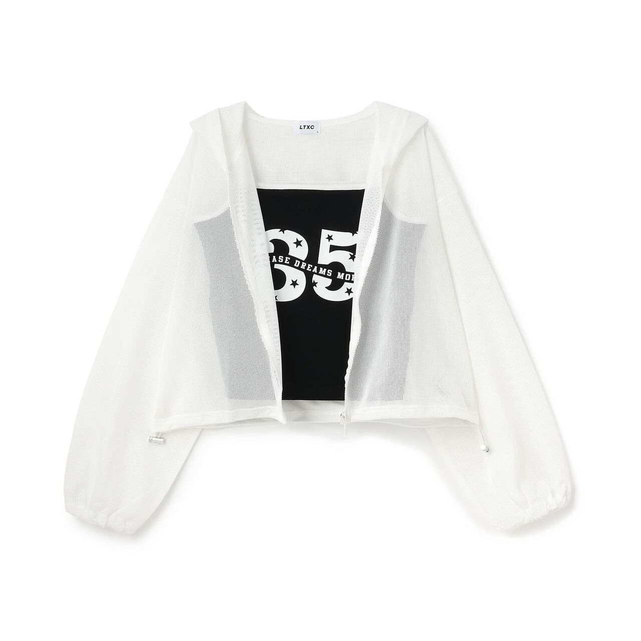 [LTXC/Antibacterial Deodorizing] Mesh Hoodie with Camisole,Black, large image number 11