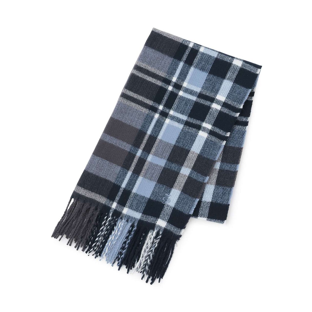 [Static-Free] Cashmere Touch Checkered Scarf,Navy, large image number 4
