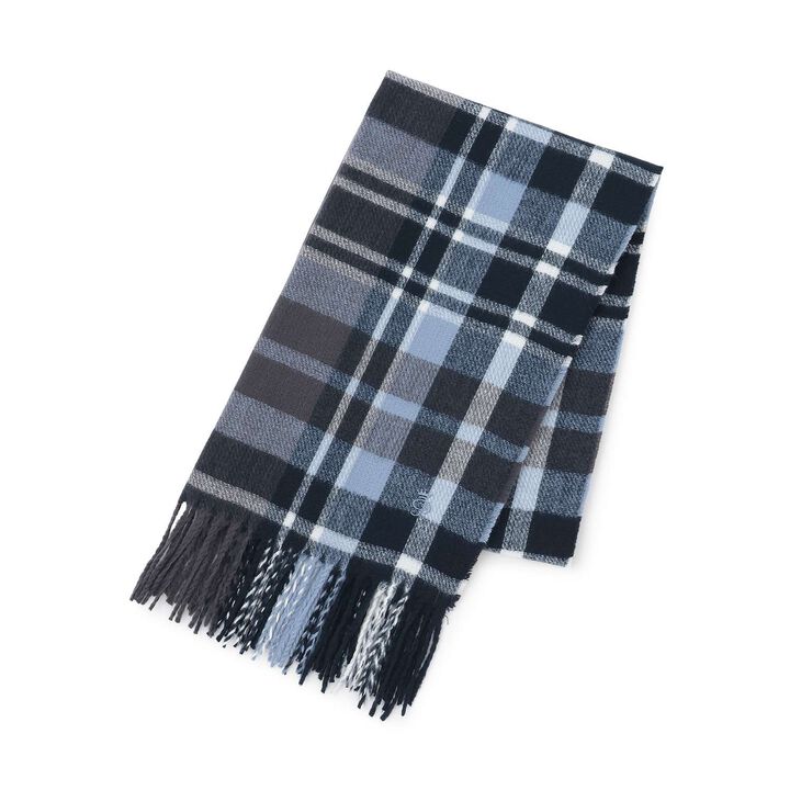 [Static-Free] Cashmere Touch Checkered Scarf,Navy, medium image number 4