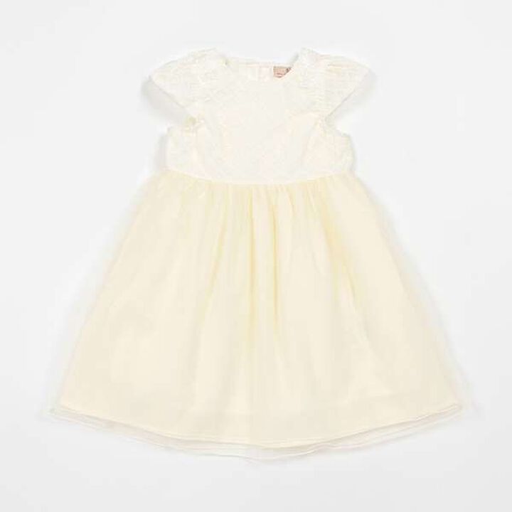 Flower Lace Tulle One-Piece Dress,Cream, medium image number 0