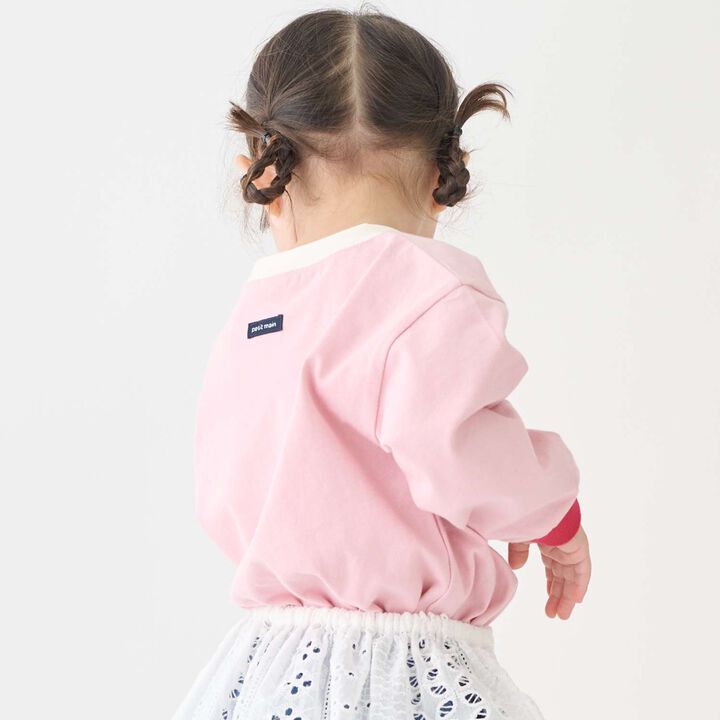 Color-Blocked Relaxed Long-Sleeve T-Shirt [Food Stain Resistant],Navy, medium image number 3