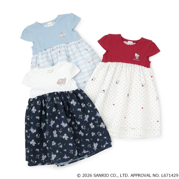 [Sanrio Characters/Cool Sensation] Short-Sleeve Fabric Combo One-Piece Dress,Red, medium image number 16