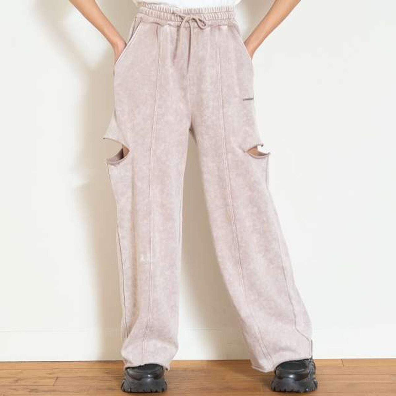 [LTXC] Vintage Style Slit Sweatpants,Gray, large image number 0