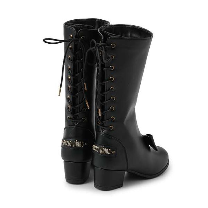 Lace-Up Back Long Boots,Black, medium image number 6