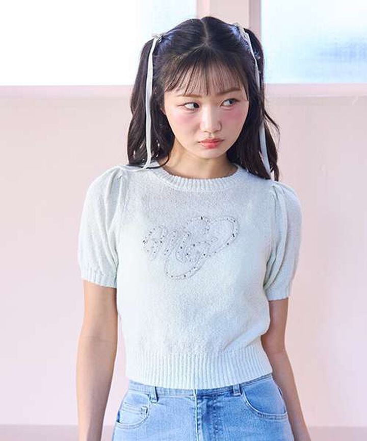 Jewel Logo Short-Sleeve Knitwear,, medium