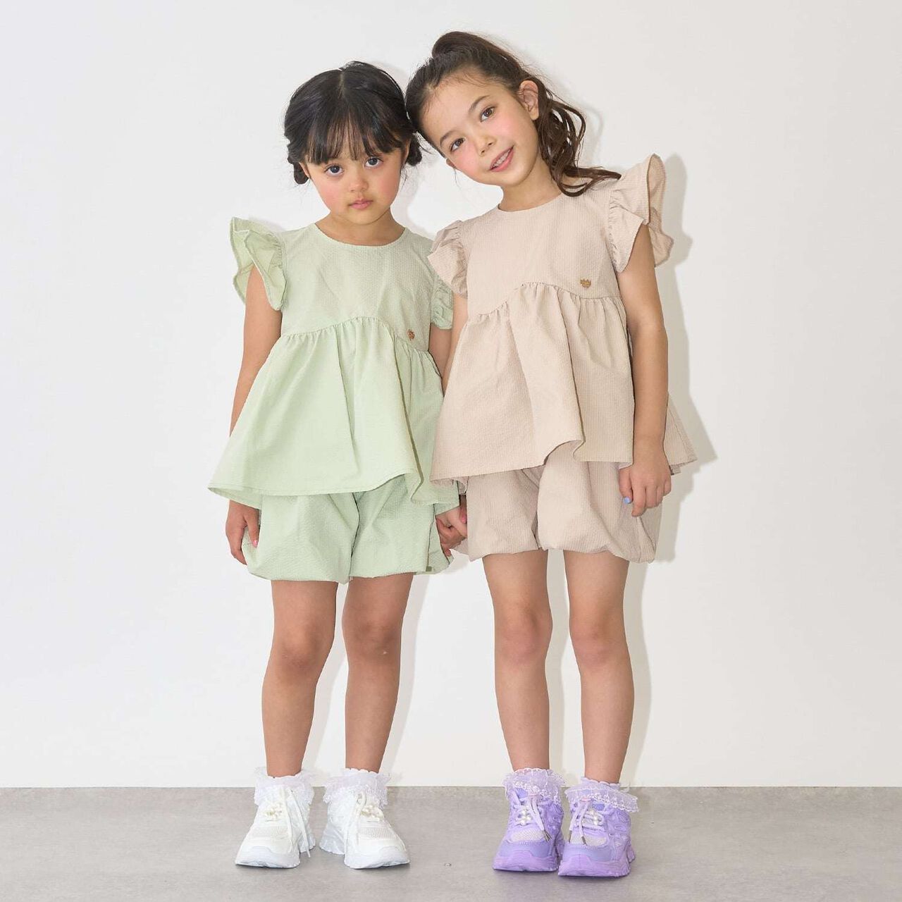 [Outfit Set] Wavy Peplum Blouse & Balloon Pants Set,Navy, large image number 28