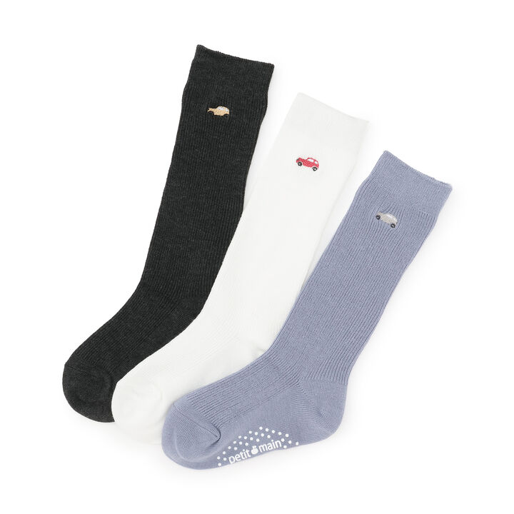 One-Point Knee-High Socks,Charcoal gray, medium image number 5