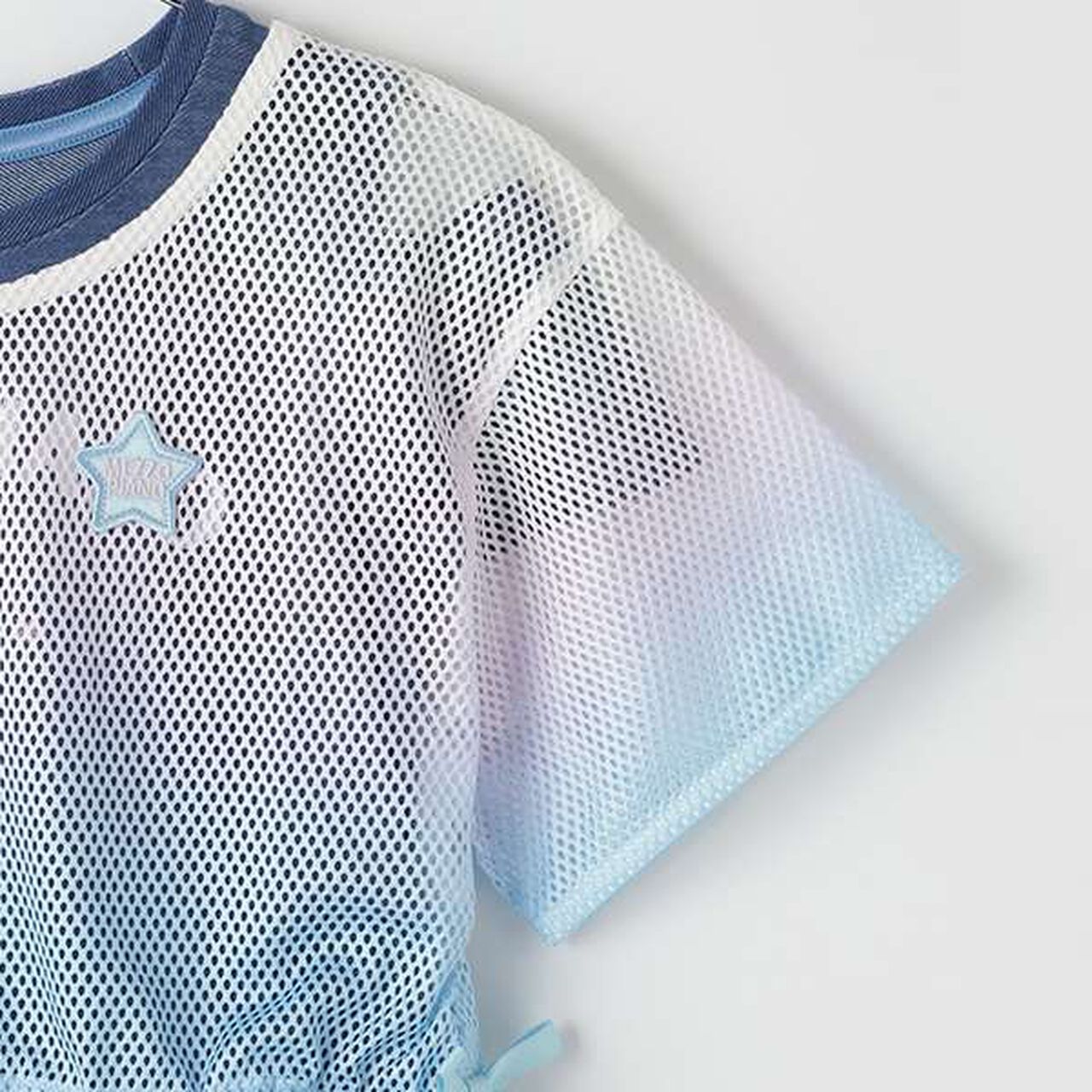 Gradient Mesh & One-Piece Dress Set,Blue, large image number 5