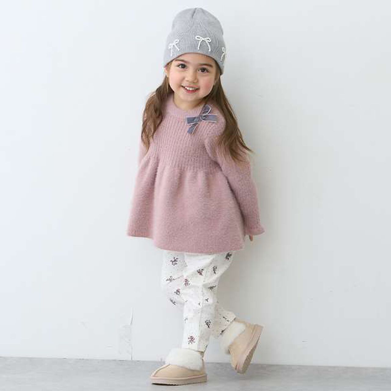 [Smile Series] Brushed-Lining Pants (Kids Size),Light pink, large image number 14