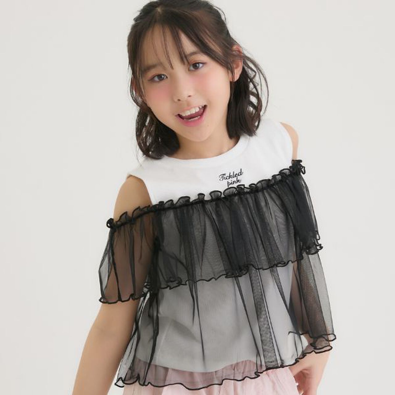 Sheer Fabric Combo Top,Black, large image number 15