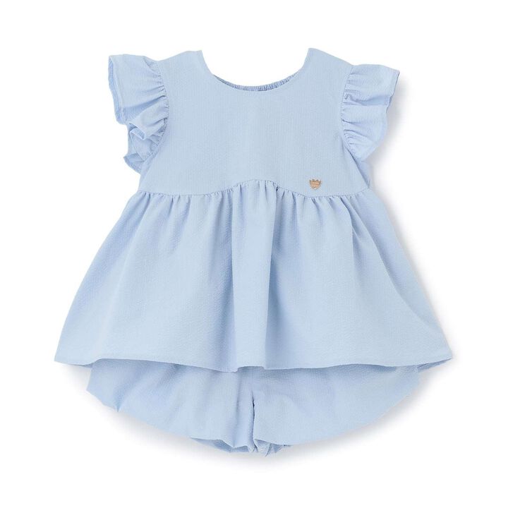 [Outfit Set] Wavy Peplum Blouse & Balloon Pants Set,Navy, medium image number 4