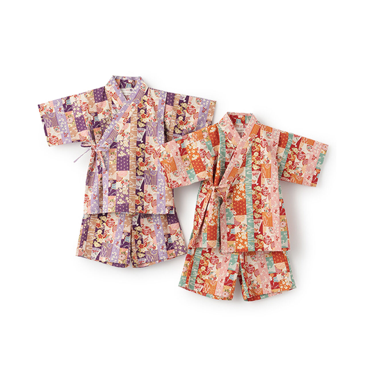 Jinbei Suit (Striped Patchwork Pattern),Purple, large image number 3