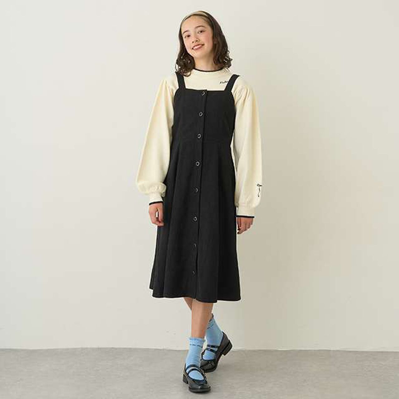 Knit Pullover & Camisole Dress Set,Black, large image number 0