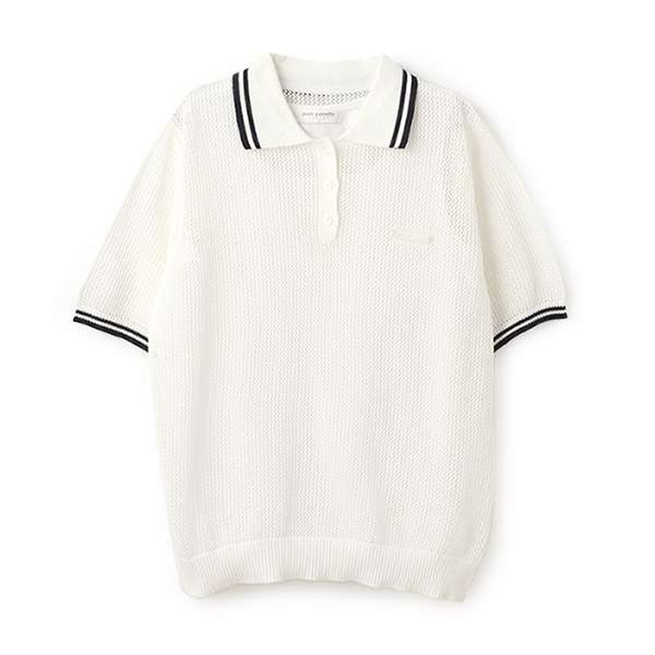 Mesh Short-Sleeve Polo Knitwear,Blue, large image number 16