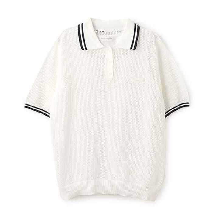 Mesh Short-Sleeve Polo Knitwear,Blue, medium image number 16