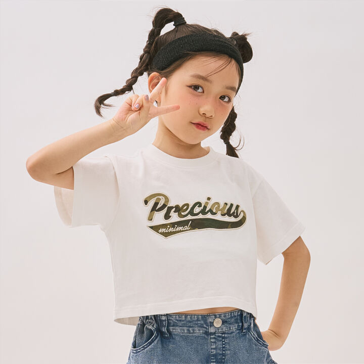 [100% Cotton] Logo Assorted Cropped Short Sleeve T-Shirt,, medium