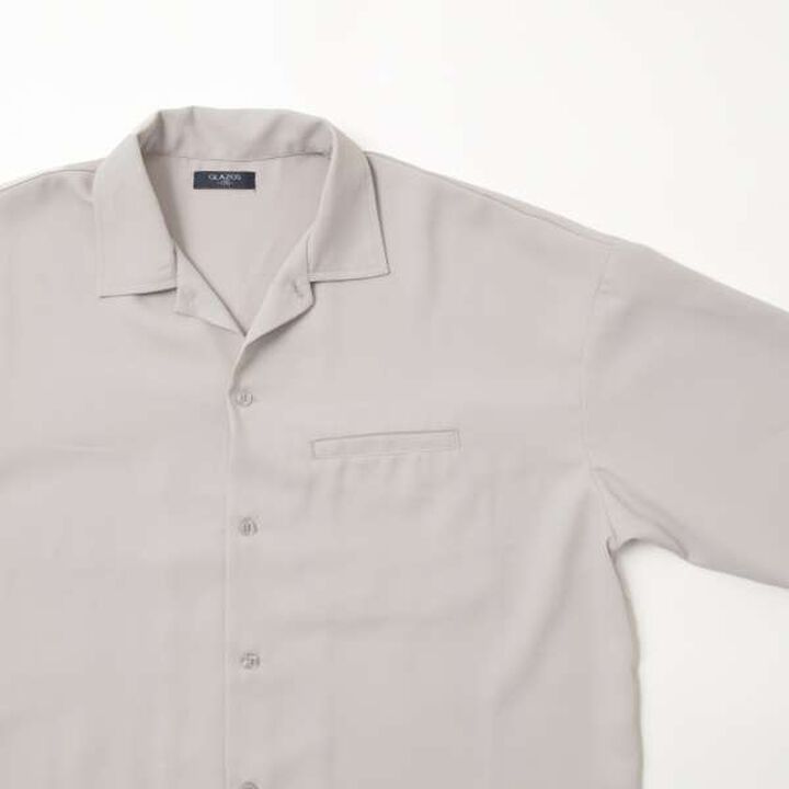 [Adult Size Available] [Set Up Compatible] Melty Open Collar Shirt,Light gray, medium image number 5