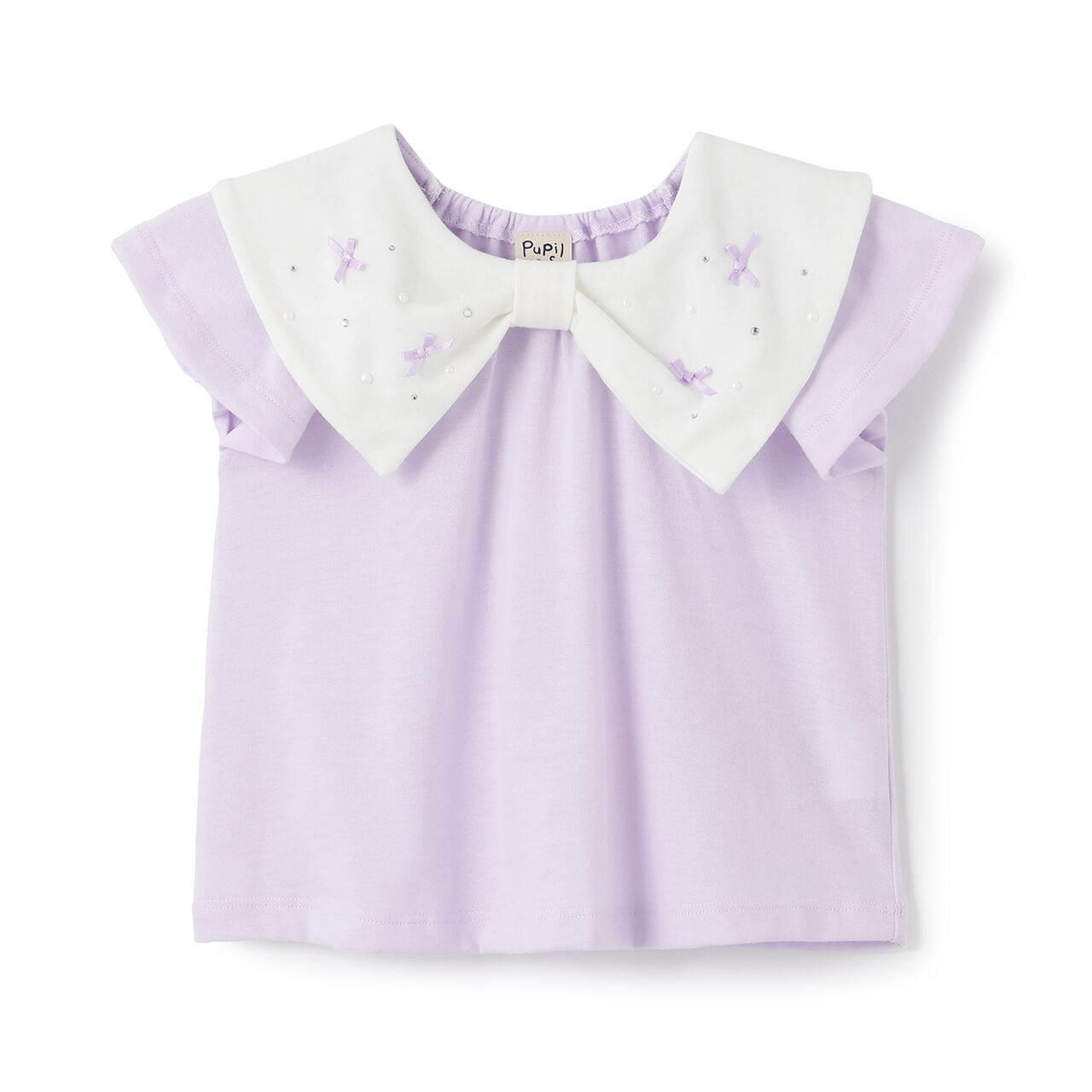Big Ribbon Collar Frill Sleeve Tunic,Lavender, large image number 8