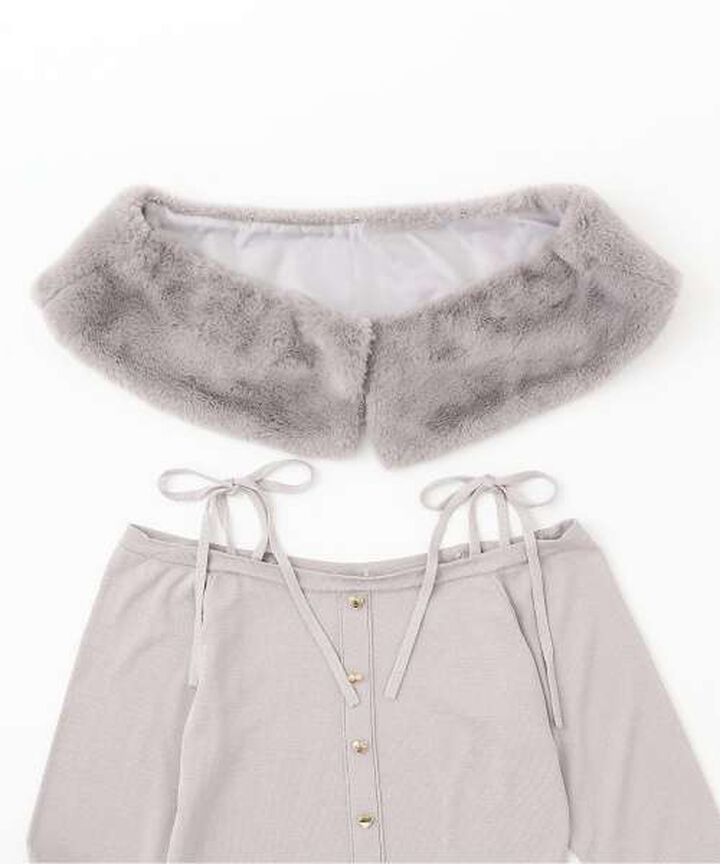 2 WAY Off-Shoulder Knit Pullover [Korean Fashion],Gray, medium image number 6
