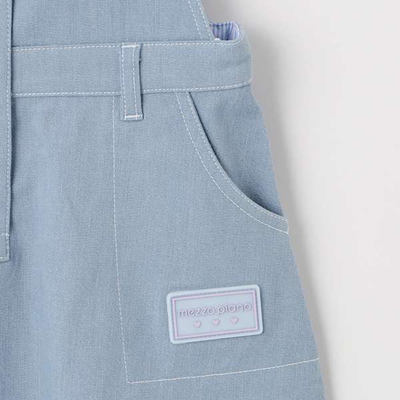 Gradient Denim Logo Tape Overall Skirt,Mint, large image number 4