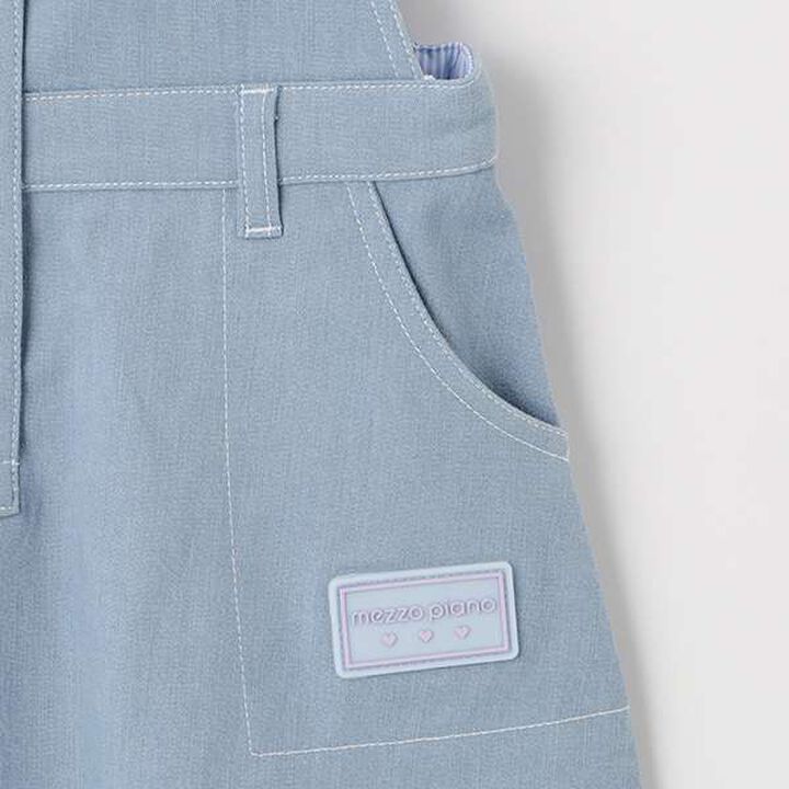 Gradient Denim Logo Tape Overall Skirt,Mint, medium image number 4