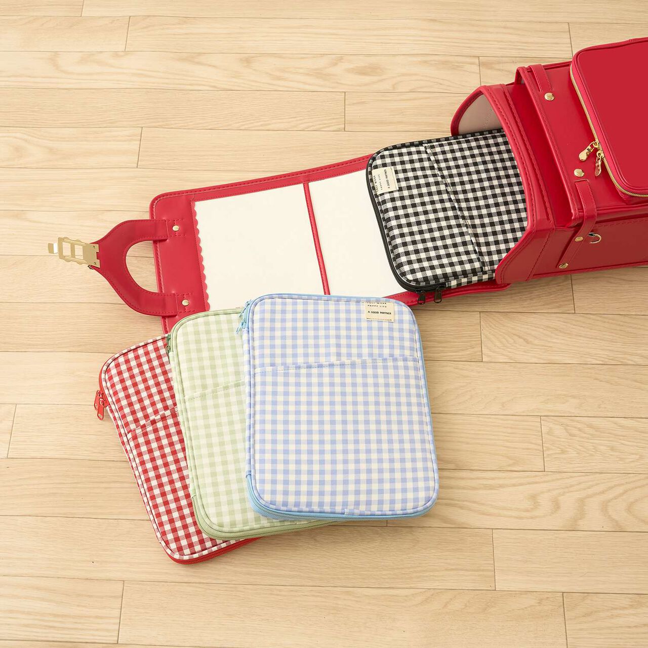 [School-Ready] Gingham Check Tablet Case (11-inch),Sax blue, large image number 7