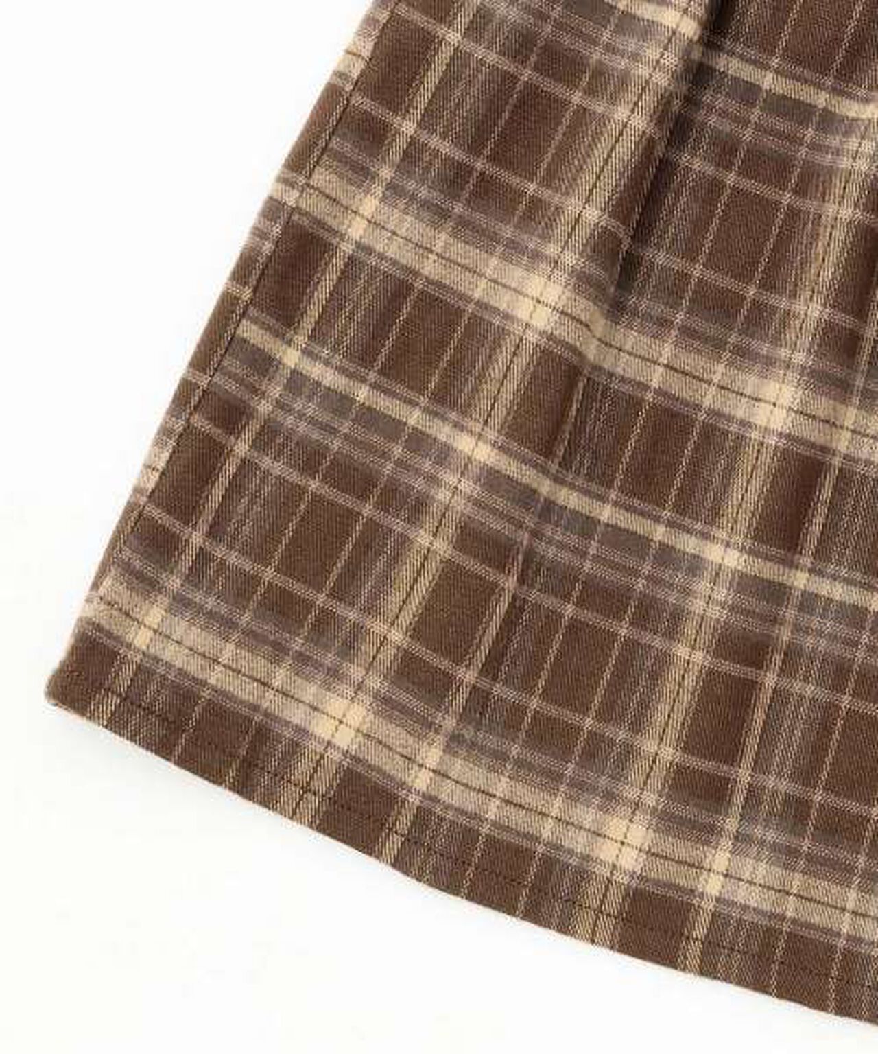 Gathered Checkered One-Piece Dress [Korean Fashion],Brown, large image number 8