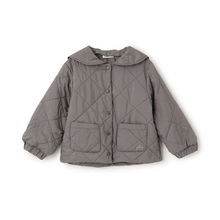 Quilted Bomber Jacket with Removable Sailor Collar,Charcoal gray, medium image number 4