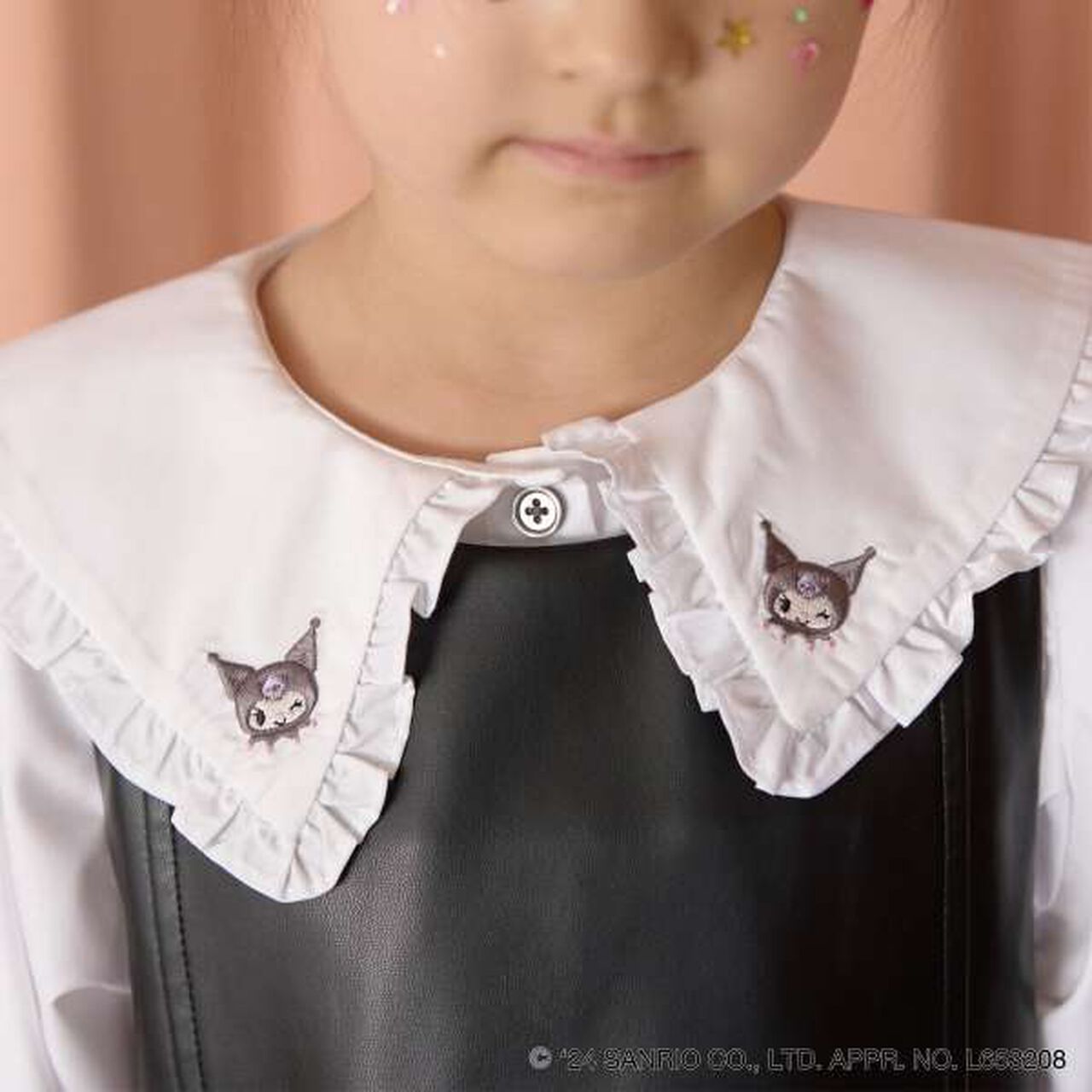 Sanrio Kuromi Frill Collar Blouse & Ribbon Hair Tie Set,Black, large image number 5