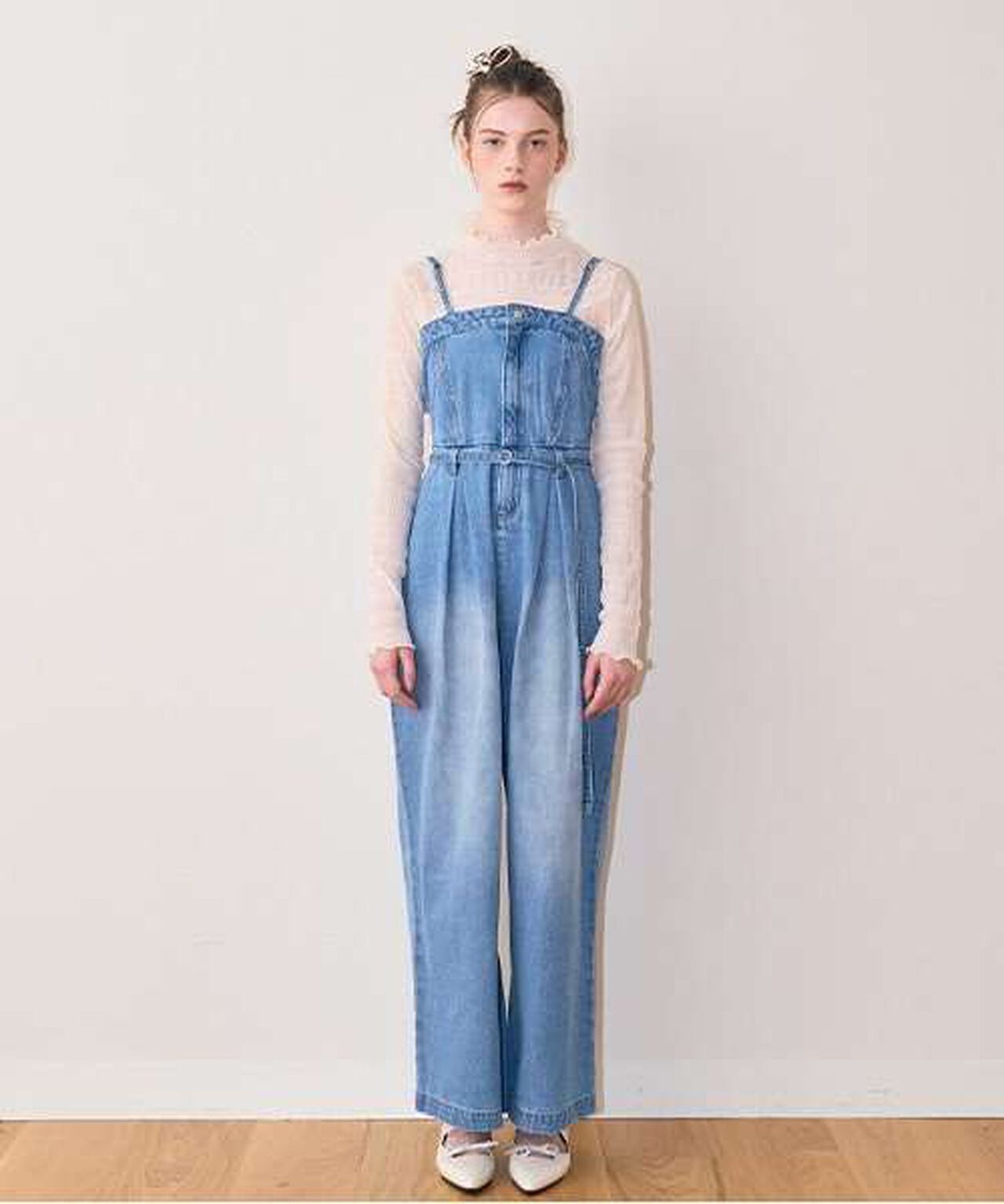 Denim Overall Jumpsuit,Gray, large image number 9