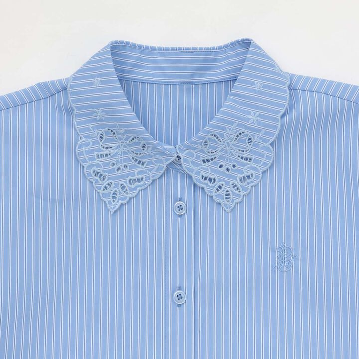 Lace Collar Bow Tie Blouse,White, medium image number 4