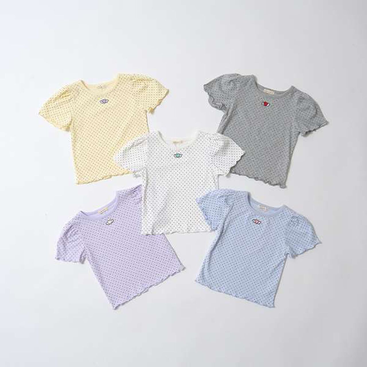 Soft Cotton Mini Puff Short Sleeve T-Shirt with Dot Print,Off white, large image number 17