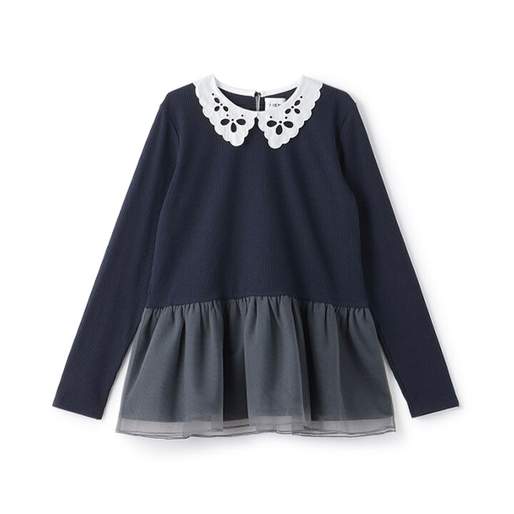 [Link] Lace Collar Tulle Tunic,Light pink, medium image number 10