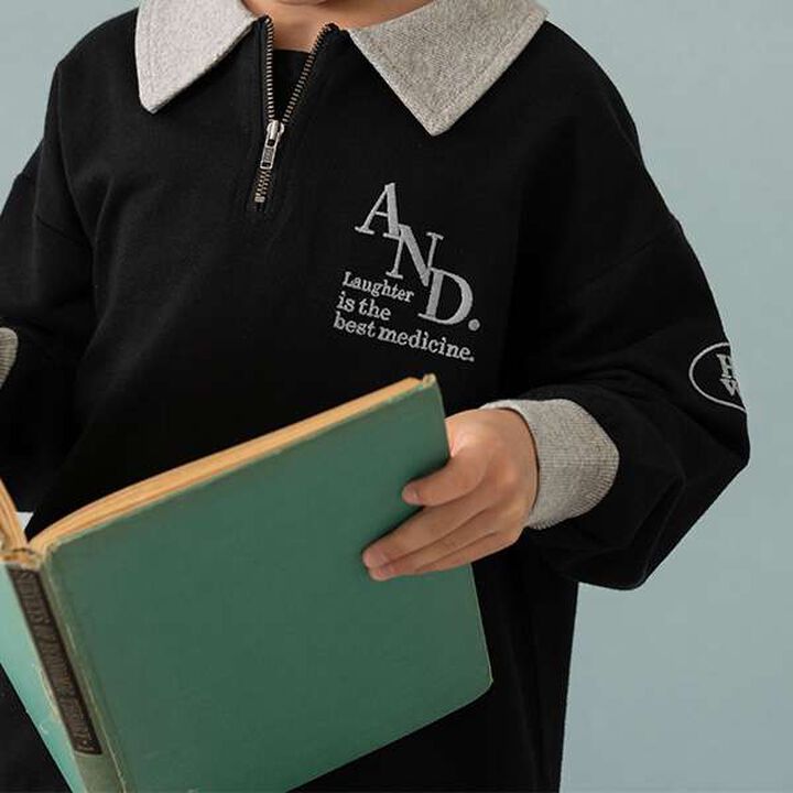 Half-Zip Wide Sweatshirt,Blue, medium image number 18