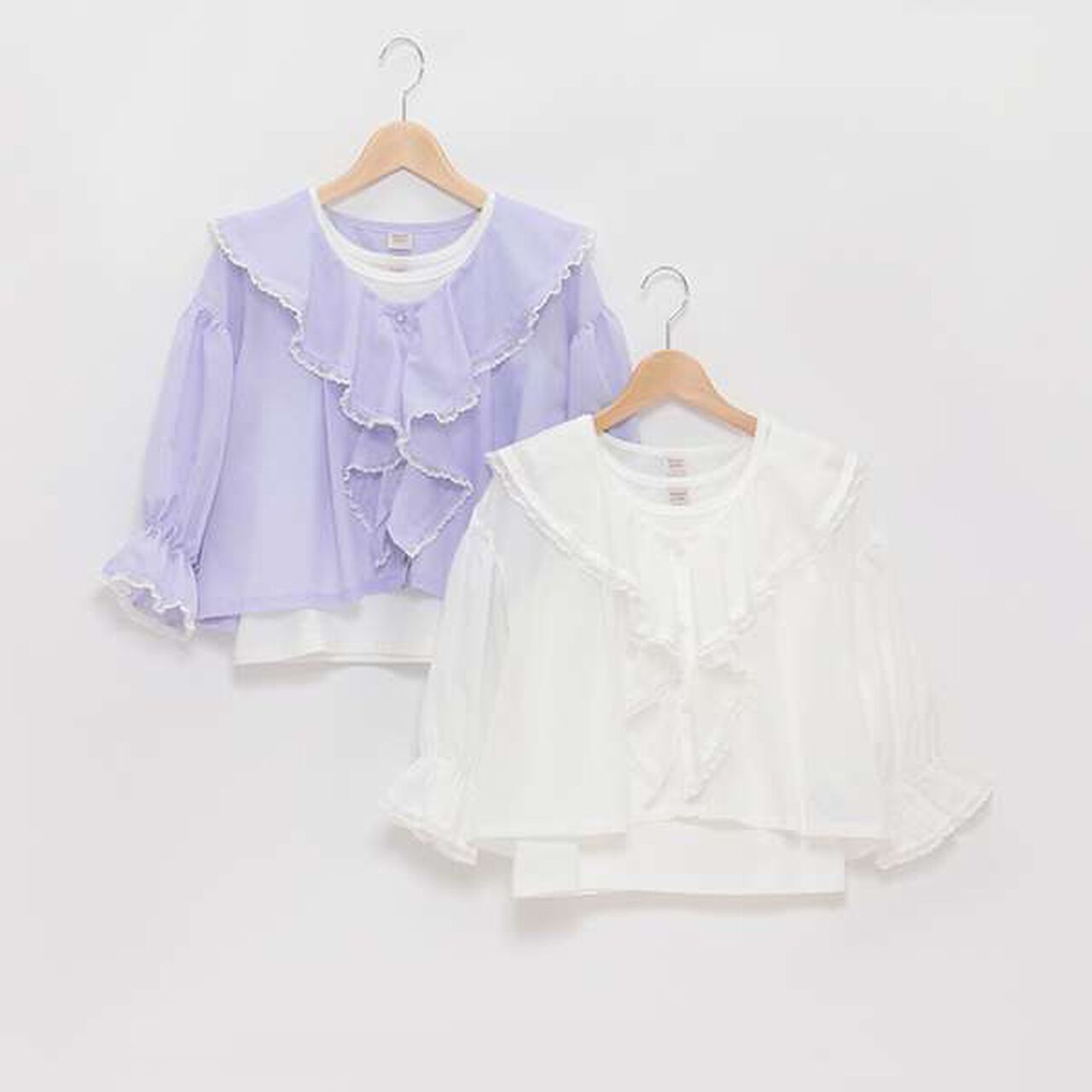 Frill Sailor Blouse & Tank Top Set,Sax blue, large image number 4