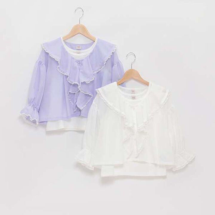 Frill Sailor Blouse & Tank Top Set,Sax blue, medium image number 4