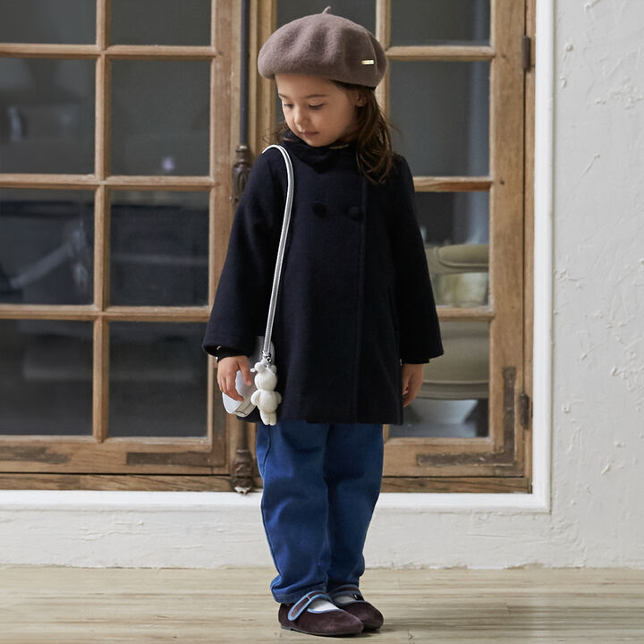 [Link/Washable] Double-Breasted Coat,Navy, medium image number 4