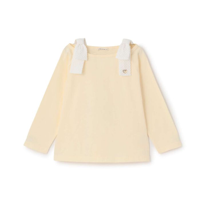 100% Cotton Quick-Dry UV Boat Neck Shoulder Ribbon T-Shirt,Light pink, medium image number 2