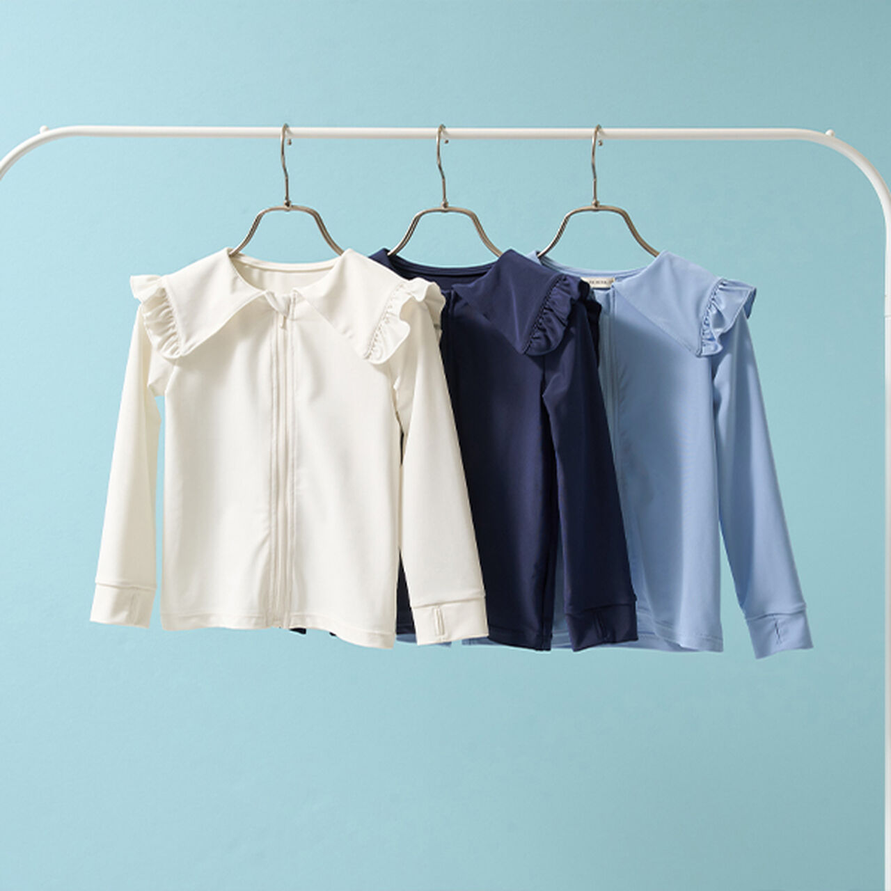 [SWIM] [UV Processing] Sailor Frilled Collar Rash Guard,Sax blue, large image number 1