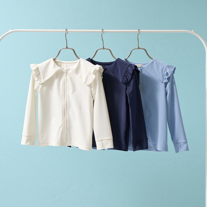 [SWIM] [UV Processing] Sailor Frilled Collar Rash Guard,Sax blue, medium image number 1