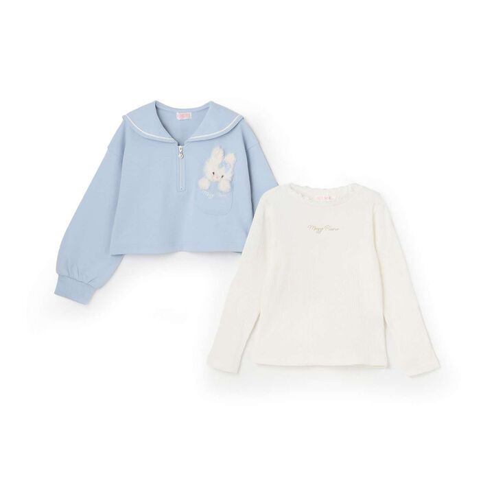 [Restock] Short Sailor Pullover & Long-Sleeve Petite High-Neck Set,Lilac, medium image number 2