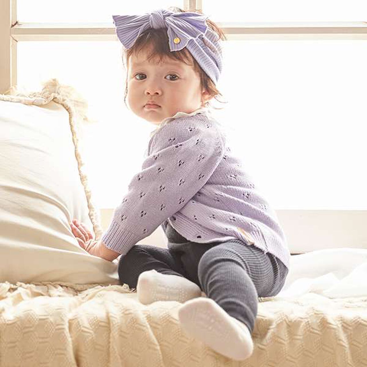 Needle Punch Cardigan,Ivory, large image number 11