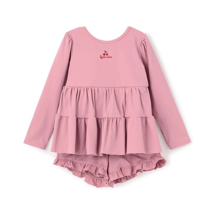 [SWIM] [UV Protection] Tiered Rash Guard & Frilled Pants Set,Pink, medium image number 2