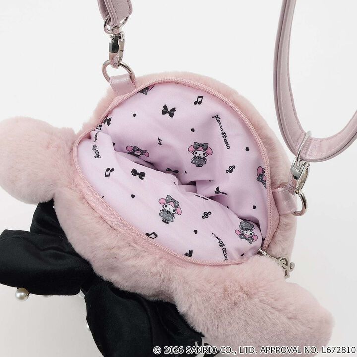 [My Melody / Kuromi] Plush Shoulder Bag,Charcoal gray, medium image number 9