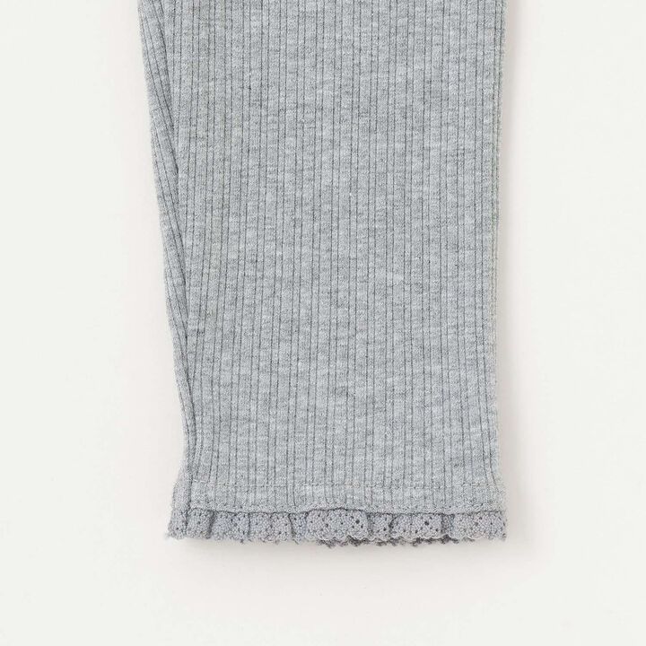 Lace Hem Frill 3/4 Leggings,Top gray, medium image number 5