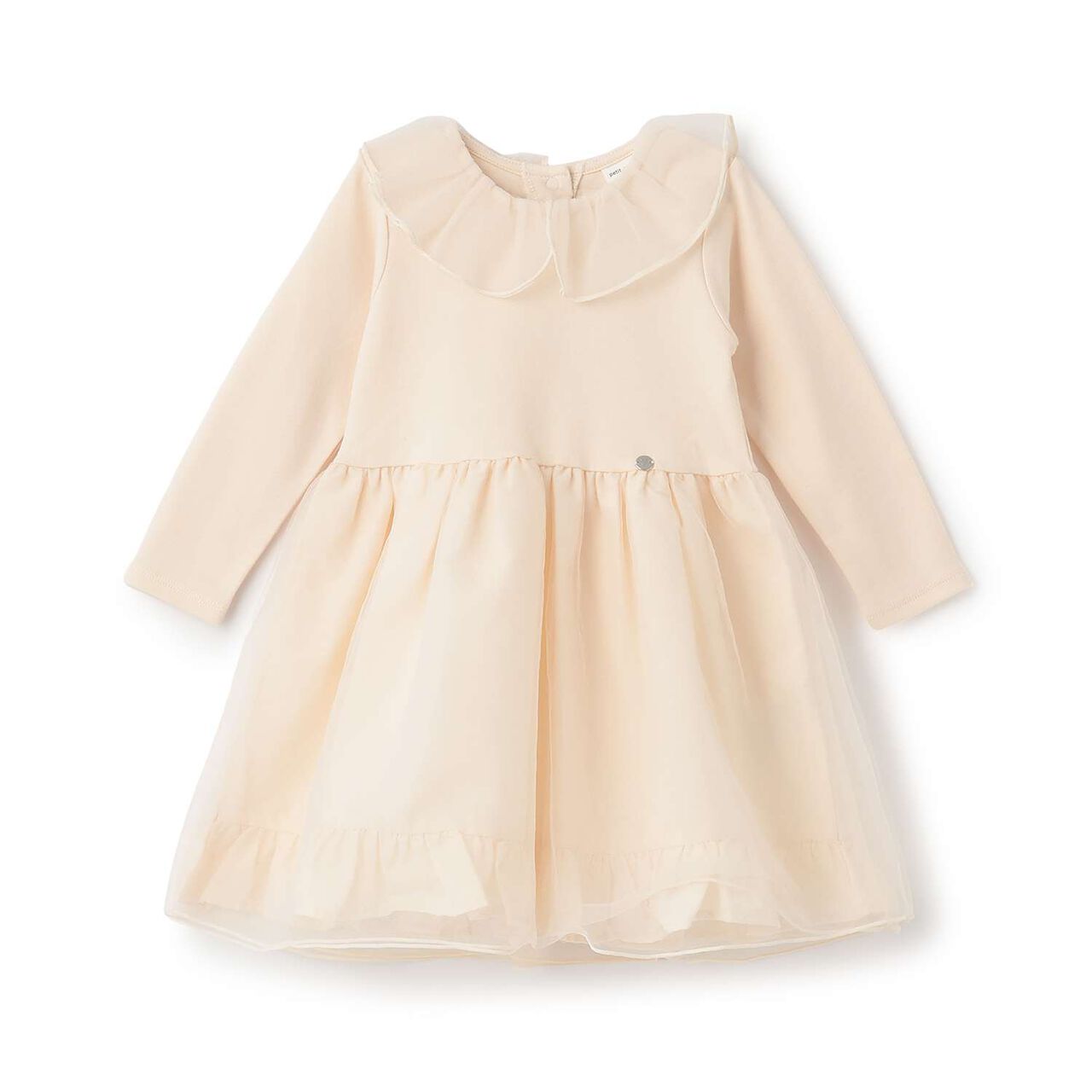 Tulle Docking One-Piece Dress,Light pink, large image number 0