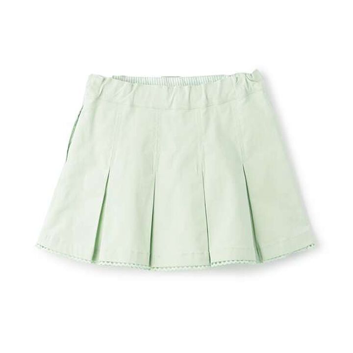 Wide Belt Box Pleats Skirt with Shorts,Mint, medium image number 1