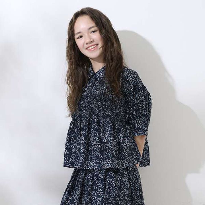 [AMI] Flower Bird Shirring Blouse,Navy, medium image number 3