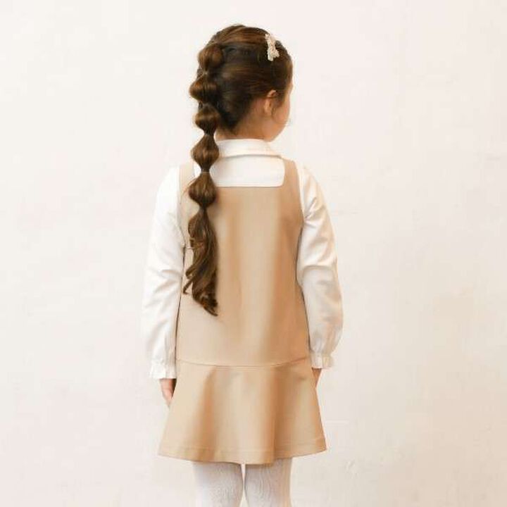 KP Layered One-Piece Dress with Ribbon [100-140],Beige, medium image number 8